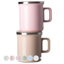 JVR 모노 스텐머그컵 360ml 2p 세트, 핑크, 베이지, 1세트