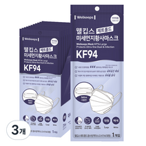 웰킵스 제트폴드 황사방역 마스크 대형 KF94, 화이트, 3개, 25개입