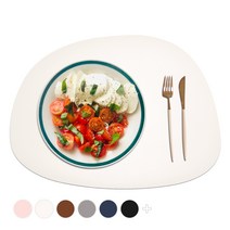 소이믹스 블링 조약돌 방수 가죽 테이블 매트, 크림, 42 x 32cm