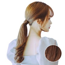 여성 벨크로 포니테일 미디움웨이브 형상기억인모 가발, 내츄럴브라운, 1개