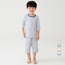 롤리트리 아동용 순면 7부 스트라이프 내의 상하의 세트 V2