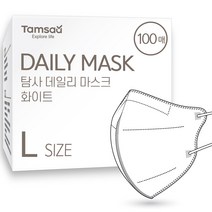탐사 국내생산 데일리 컬러 마스크 새부리형 대형, 100개입, 화이트, 1개