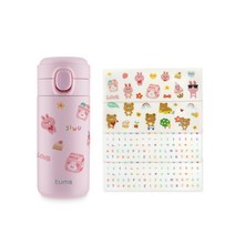텀스 루나 텀블러 + DIY 스티커 4종, 핑크, 300ml