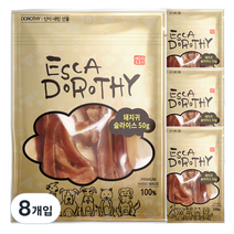 피지마켓 에스카도로시 국내산 수제 애견간식, 돼지귀슬라이스 맛, 50g, 8개입