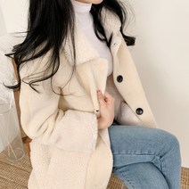 잘빠진 여성용 양털 덤블 무스탕 코트