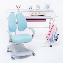 루나랩키즈 어린이 초등학생 책상 기본형 + 의자 방문설치, 책상(핑크), 의자(카모 블루)