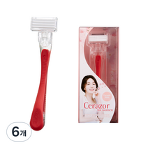 여성용 세레이져 세라믹 면도기 빨강, 1개입, 6개