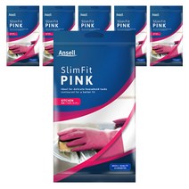 안셀 슬림핏 핑크 라텍스 고무장갑 S, 빈티지 핑크, 6개
