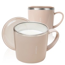 마더케이 스테인리스 컵 + 뚜껑 세트, 베이지, 2세트