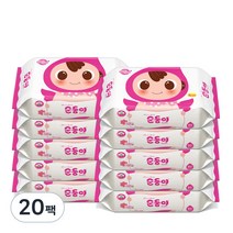 순둥이 베이직 유아물티슈 리필형 55gsm, 80매, 20팩