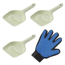 제제펫 심플 배변모래삽 3p + 털갈이장갑 세트, 그린