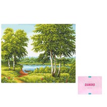 디클레어 액자 캔버스형 보석십자수 DIY 키트 40 x 50 cm, 1세트, 한적한 호수