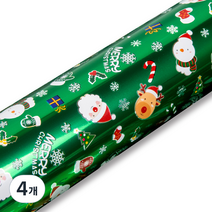 빨간코 산타와 루돌프 메탈롤 포장지, 그린, 4개