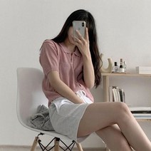 에이와비 여성용 소피 카라 반팔 니트 가디건