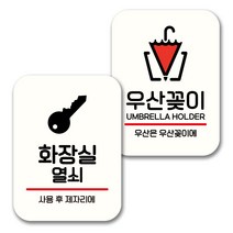 뭉키데코 표지판 팻말 미니간판 화이트 NQ2 2종 세트, 024(화장실 열쇠, 우산꽂이), 1세트