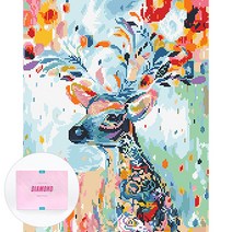 디클레어 액자 캔버스형 보석십자수 DIY 키트 40 x 50 cm, 1세트, 행운의 사슴