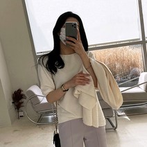 마이시즌 여성용 모젤리 펀칭 라운드 니트