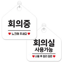제제데코 안내 팻말 표지판 화이트판 오각 20cm 2종세트, 365 회의중노크, 080 회의실사용가능, 1세트