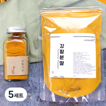 허브나래 강황 가루 유리병 80g + 지퍼팩 건강분말 300g, 5세트