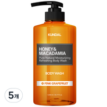 쿤달 퓨어 바디워시 바디클렌저 핑크그레이프프룻향, 1058ml, 5개