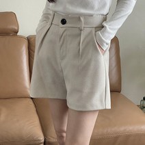 여성용 헤링본 모직 반바지
