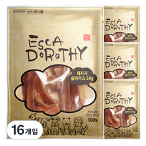 피지마켓 에스카도로시 국내산 수제 애견간식, 돼지귀슬라이스 맛, 50g, 16개입