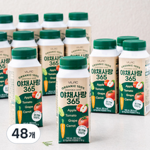 비락 유기농 인증 야채사랑 365 과채주스, 190ml, 48개