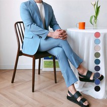 언탭트 남성용 썸머 린넨 투버튼 캐주얼 수트 자켓 + 긴바지 세트