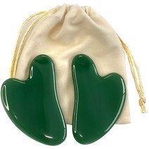 로즈블랑쉐 로즈쿼츠 마사지 괄사 스톤2P + 베이지파우치, 알파인그린, 1세트