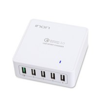 아이논 QC3.0 5포트 USB 고속 멀티충전기 IN-UC510 WH, 화이트, 1개