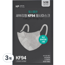 크린엣지마스크 대형 KF94, 50개입, 그레이, 3개