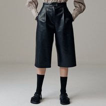 보연 여성용 페이크레더 8부 원턱 통바지