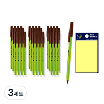 모나미 153 펜 3p + 투코비 스티키 메모패드, 스틱 비비드 그린(모나미 153), 노랑(에이원 포스트인 3호), 3세트