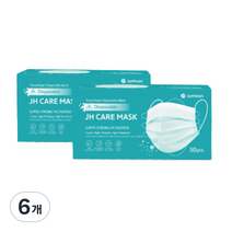 JH CARE 일회용 마스크 소형 어린이용, 50개입, 6개, 화이트