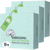 메디플라워 엠보싱 소프트 화장솜, 300매, 9개