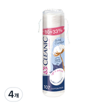 클레아닉 Pro Silk 소프트 앤 컴포트 화장솜, 107매입, 4개