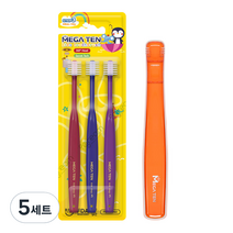 메가텐 키즈 360 어린이 유아칫솔 3단계 3P + 케이스세트, 혼합색상, 5세트