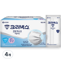 크리넥스 비말차단 건강 마스크 대형 KFAD, 30개입, 4개, 화이트