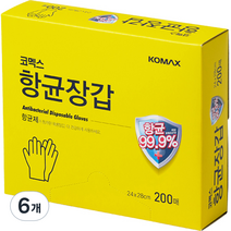 코멕스 항균 비닐 위생 장갑 200매, 6개, 200개입