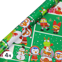 포포팬시 뽀로로 크리스마스 비닐 증착롤 포장지, 그린, 4개