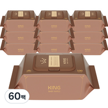 킹 프리미엄 저자극 유아물티슈 캡형, 100매, 60팩