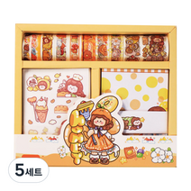 동아피엠에스 페어리테일 마스킹테이프 + 메모 + 스티커 기프트박스, 달콤한 꿀, 5세트