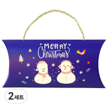 도나앤데코 크리스마스 선물포장 가로형 손잡이 오목상자 10p + 골드끈 10p, 푸른밤 별빛 눈사람, 2세트