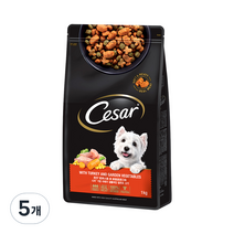 시저 칠면조 애견사료, 1kg, 5개