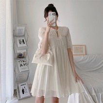 러블리 프릴 레이스 미니 임산부 원피스