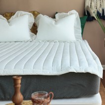 헬로우슬립 시원한 시어서커 누빔 침대패드, 화이트