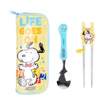 릴팡 스누피 크로버라이프 스텐릴팡 교정용 젓가락 스푼 케이스세트 SN6935, 혼합색상, 젓가락 + 숟가락 + 케이스