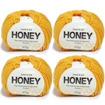 니뜨 허니 뜨개실 45g x 4p, 126 노랑, 4개