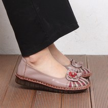 JHhFE 프릴 꽃 가죽 여성 플랫슈즈
