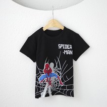 마블 아동용 스파이더맨 캐릭터 반팔 면 티셔츠